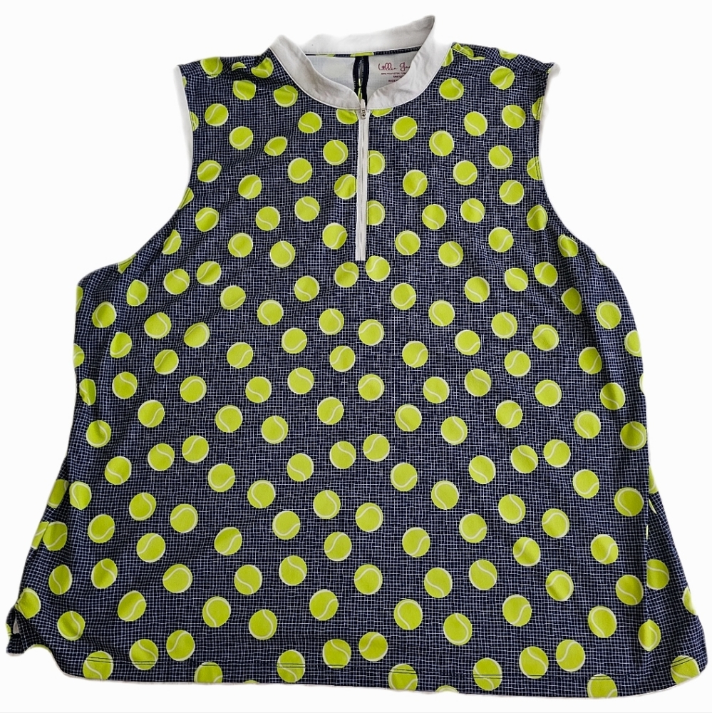 Lillie Green tennis ball sleeveless 1/4  zip